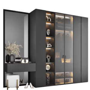 Wooden dressing table with mirror bedroom wall cabinet clothes wardrobe latest design