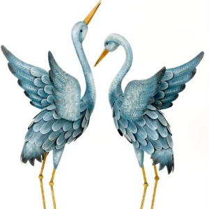 New Design Blue Heron Metal Garden Animal Sculpture Set Outdoor Garden Patio Lawn Decoration Garden Ornaments