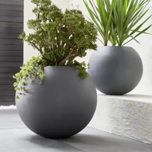 Factory Direct Sales Light Weight Durable Planter Pots Large Round Decorative Fiberglass Flower Pots& Planter for Garden