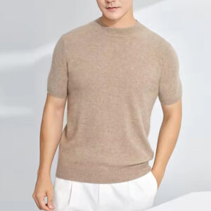 100 Cashmere Shirt Plain Knit Cashmere T Shirt Crew Neck Cozy Cashmere Shirt Premium Mongolian Men Short Sleeve Men's Clothing