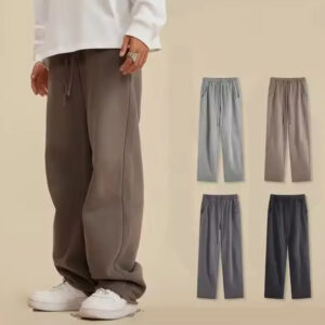 Autumn and winter heavy 380G washed loose knit pants retro loose street sweatpants 100%cotton men's pants